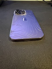 iPhone 14 Pro 256GB Purple Verizon CRACKED BACK WORKS FINE 81% BH