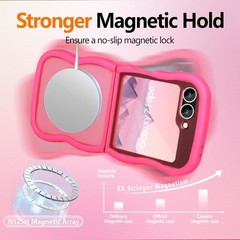 Z Flip 6 Case Soft TPU+Hard Transparent PC Cute Lovely Strap Military Drop Prote
