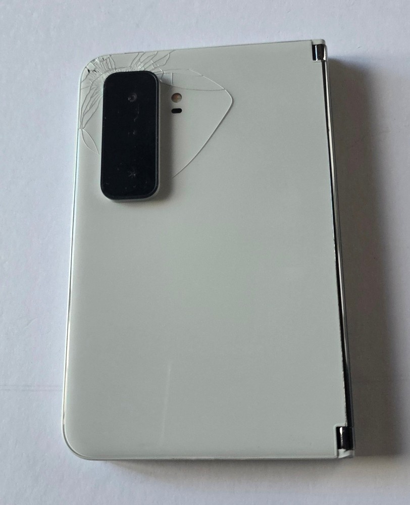 White Microsoft Surface Duo 2 Android Phone 128GB -Works but CRACKS near Camera
